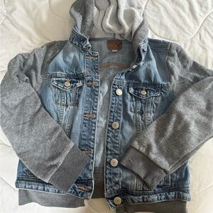 American Eagle Denim and Gray Hooded Jacket